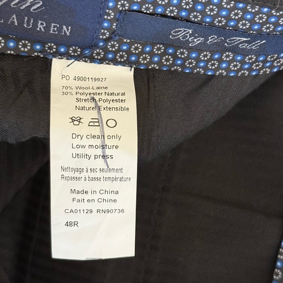 NWOT Ralph Lauren Mens 48 Navy Blue Dress Pants Comfort Flex Unhemmed Big Tall - Picture 6 of 8